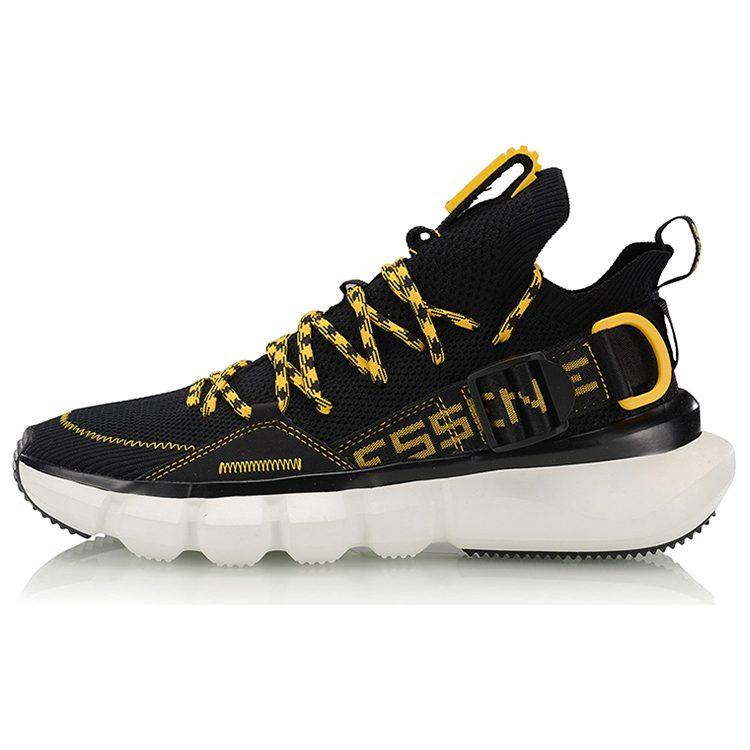 Li Ning Essence Lace Up PRM Fabric Slip Resistant Abrasion Resistant Low top Vintage Basketball Shoes Black Yellow AGBP053-4