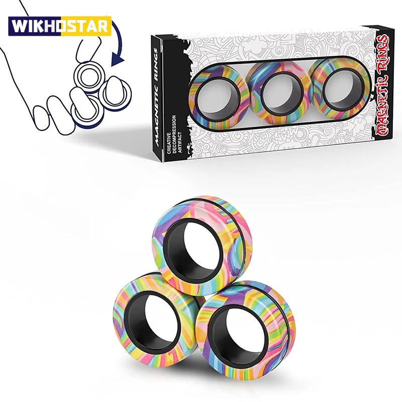 Magnetic Rings Fidget Toy Set Adult Fidget Magnets Spinner Rings Fidget Pack Great Gift for Adults Teens Kids (3PCS)
