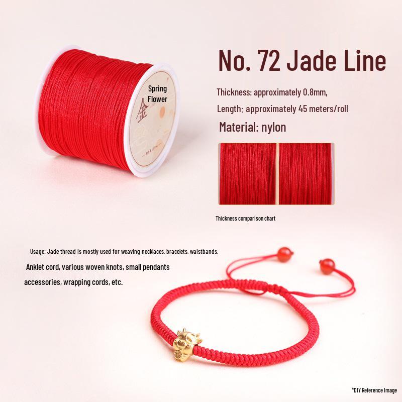 Handmade Red String Woven Bracelet: Jade Thread Braided DIY Material