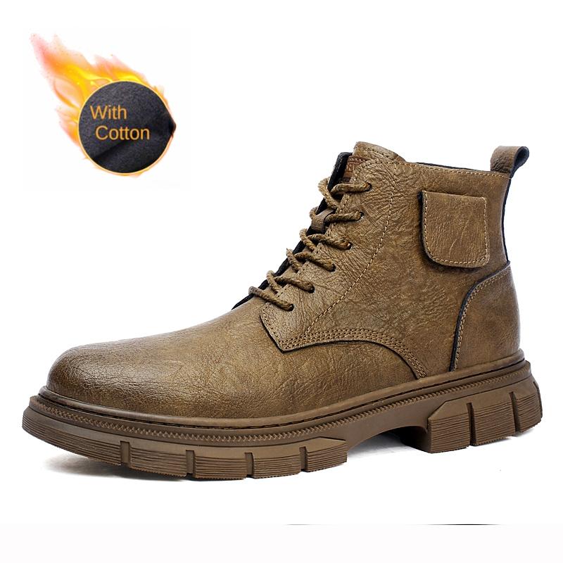 

Бренд FashionDesigner Мужская рабочая обувь Зимние короткие ботинки Плюшевые хлопковые туфли Мужские оксфорды Уличная обувь с высоким берцем Повседневная обувь 46