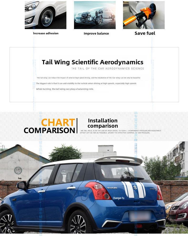 Suzuki Swift 06-16 Heckspoiler: ABS, Kein Bohren, Aerodynamisches Design, Lackiert.