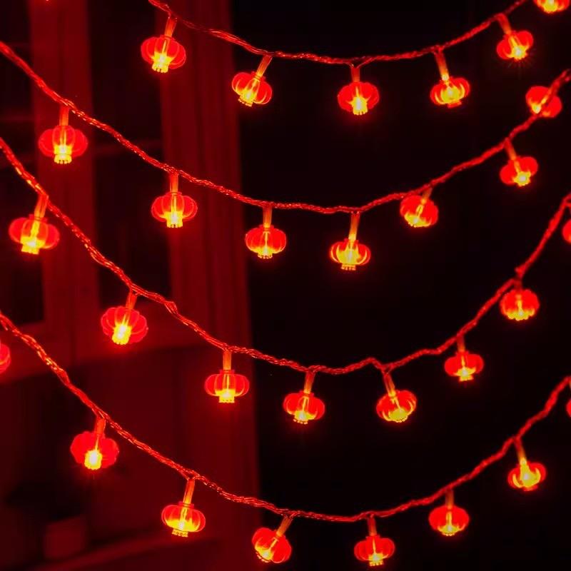 Lucky Character Led String Lights Home Decoration Small Red Lanterns Holiday For