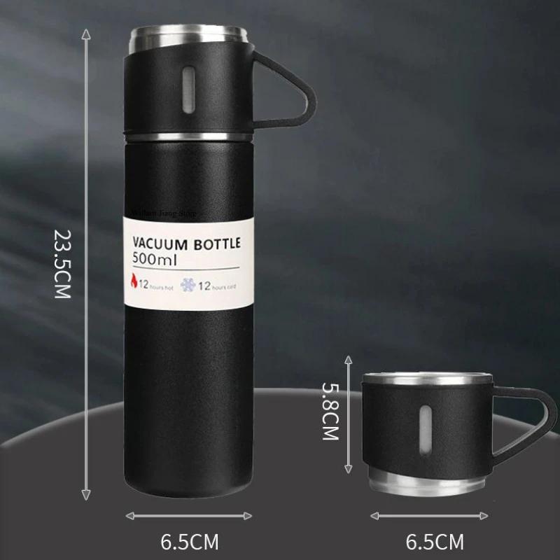 500ML 304 Stainless Steel Vacuum Thermos Bottle Gift Set Thermal Water Bottle Office Business Style Coffee Cup Thermos Drinkware