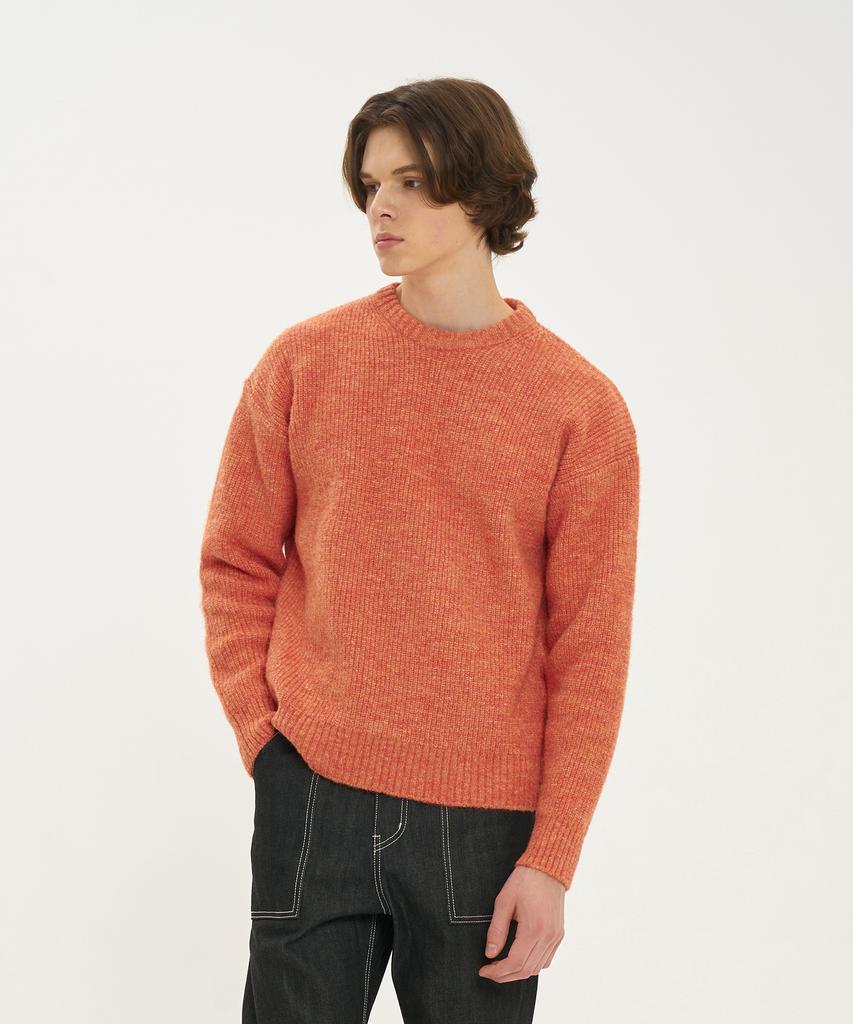 BLOND9 Grace Wool Rib Knit Sweater_Grapefruit Orange
