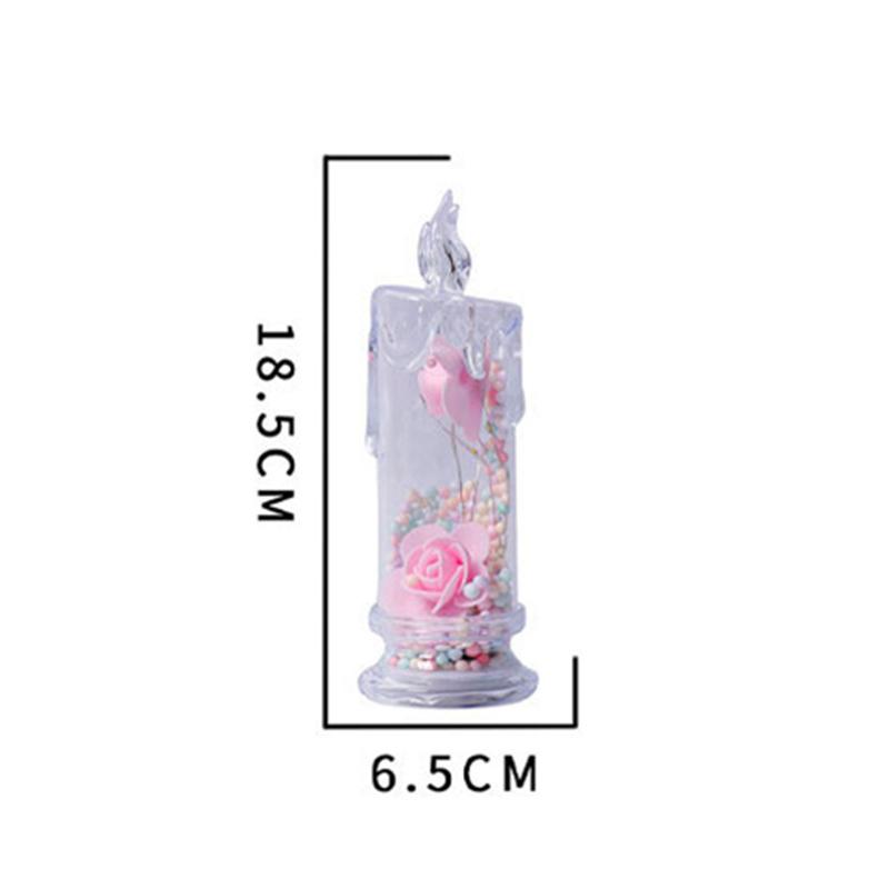 LED Electronic Candle Clear Rose Night Light Valentines Day Decor Best Gift For Girlfriend Home Decorative Atmosphere Ornament