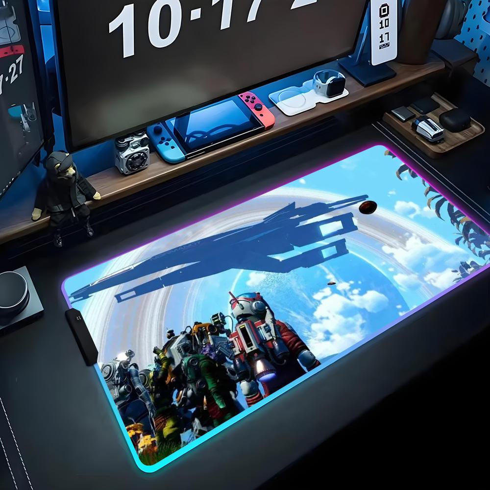 

Game no man sky Mouse Pad RGB Gaming Mousepad Big LED Pad PC Desk Mat Luminous Mouse Pad Large Keyboard Mats Table Rug With 600x300x3mm