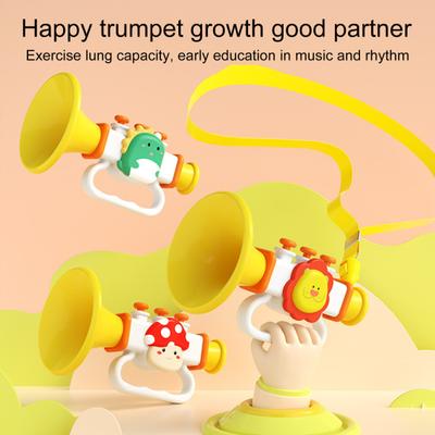 Tromba Giocattolo per Bambini con Cordino Aumento Capacità Polmonare Allenamento Muscoli Orali Giocattolo Tromba a Fiato Animale Cartone Animato Bambini Piccoli Ragazzi Ragazze Strumento Musicale Giocattolo