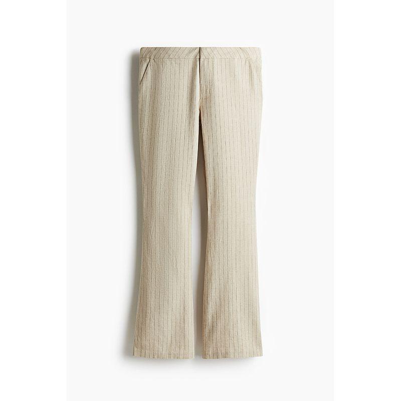 

HM Women s Clothing Fall 2025 New Arrival Linen Blended Suit Pants 1261908 Light beige/Pinstriped 160/72