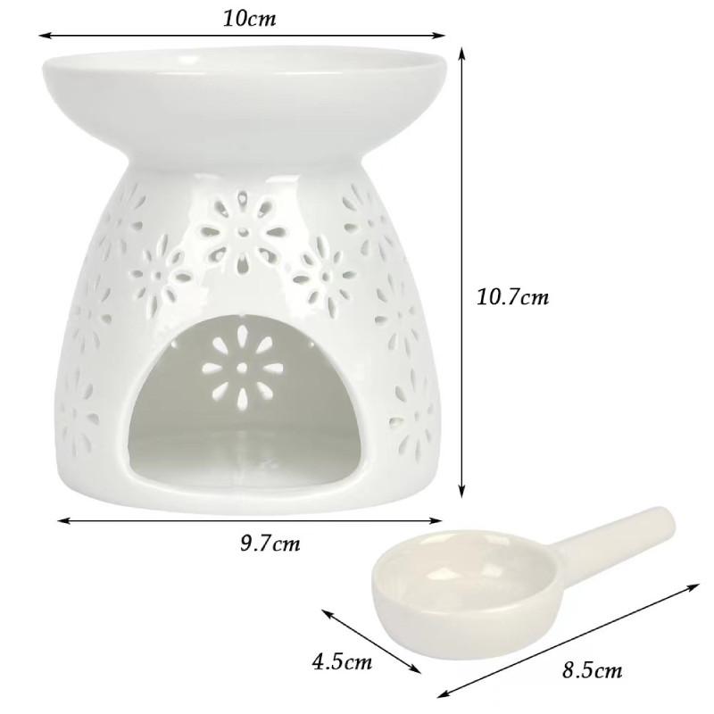 

Ceramic Melt Wax Burners Flower Hollow Pattern Aromatherapy Lamp Ambiance Relax