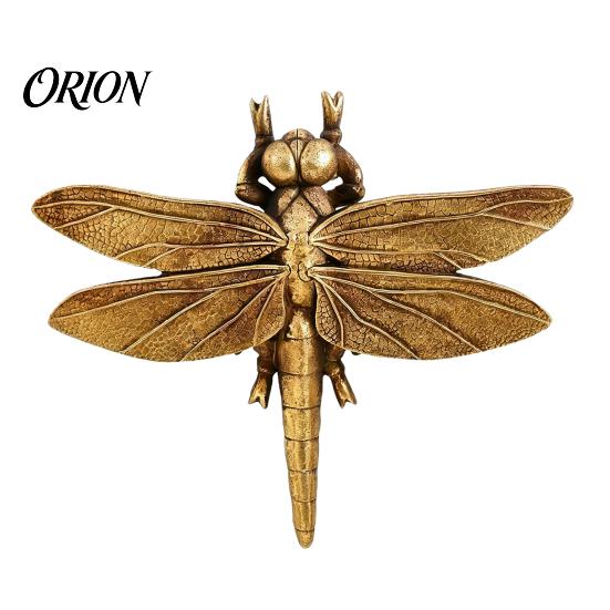 Insect Collection Display Gold Dragonfly Wall Art, Vintage Dragon Fly Decor, 3D Resin Mounted Sculpture Decoration for Living Room Hanging Bedroom