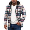 Christmas Print - Men's Casual Long-Sleeved Zippered Hooded Sweatshirt Jacket