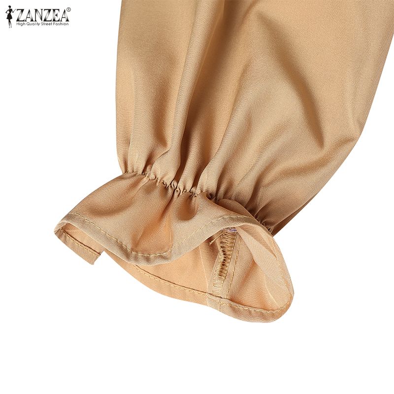 ZANZEA Women Casual Square Collar Long Sleeve Elegant Long Dress