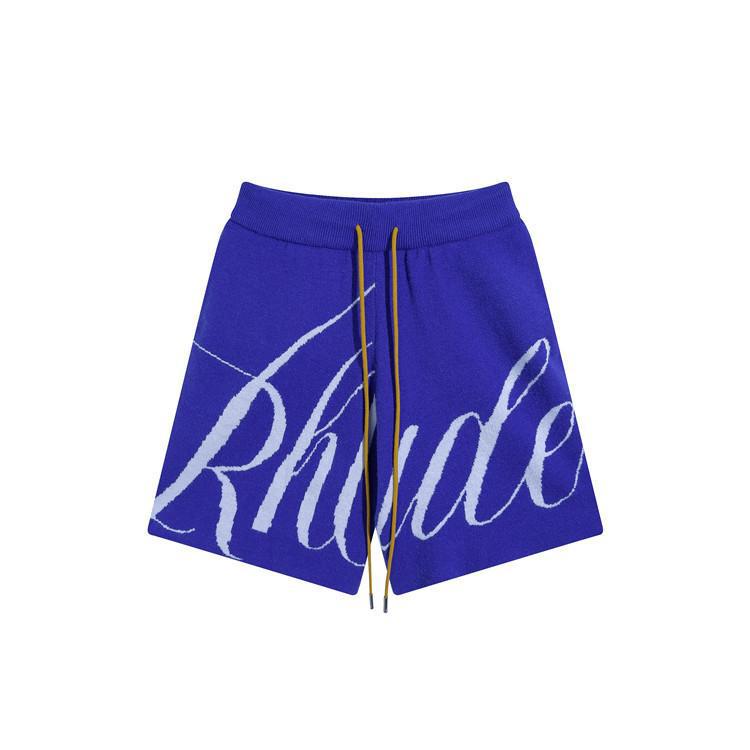 Brand di tendenza RHUDE logo a lettere maglia jacquard lana pantaloncini casual da uomo e donna pantaloni a cinque punti high street