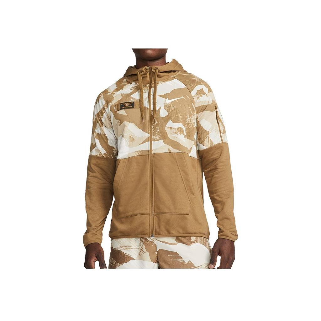 Nike Dri-Fit Fleece Camo Quick-Dry Zip-Up Training Hoodie Men Tops Tawny DQ4791-242
