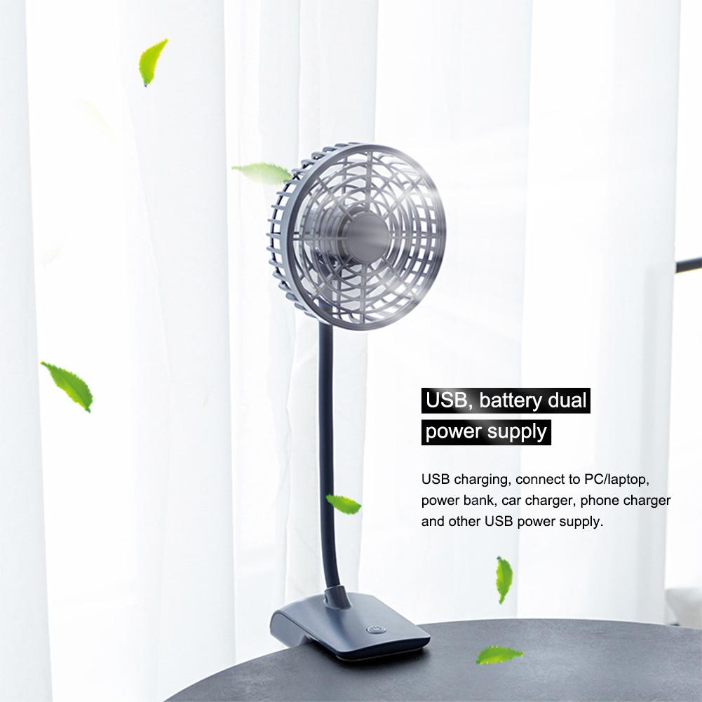 USB Rechargeable Clip On Desk Fan Mini Portable Desktop Fan for Car Office(Blue )