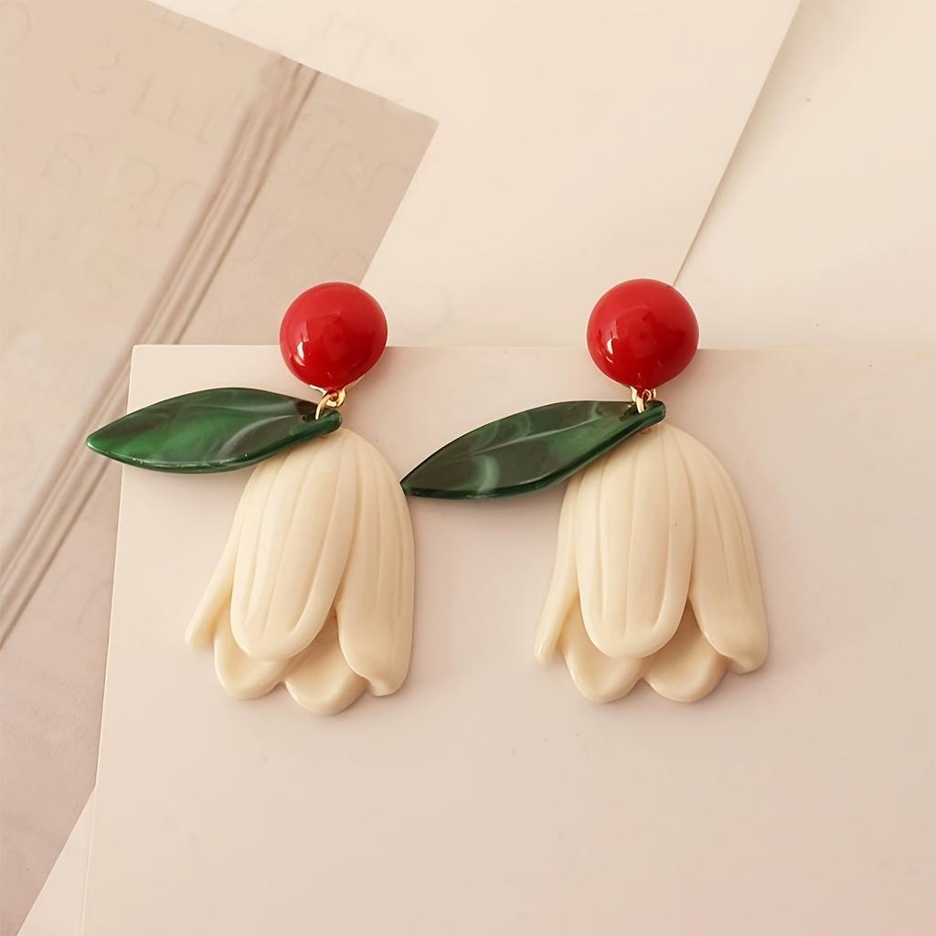 [Elegant Tulip Earrings] Chic Elegant Retro Tulip Flower Dangle Earrings | for Women