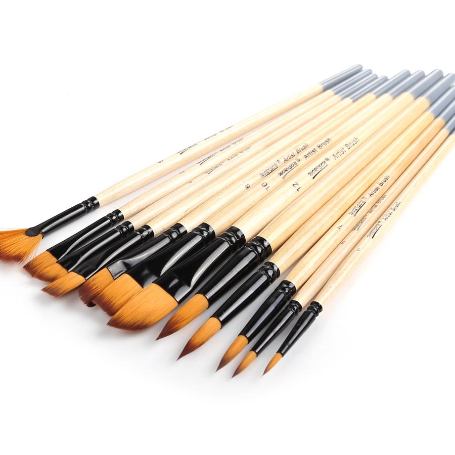 12 Stück Malpinsel Set, Professionelle Künstlerpinsel Sets für Acrylöl Aquarell Gouache Malerei