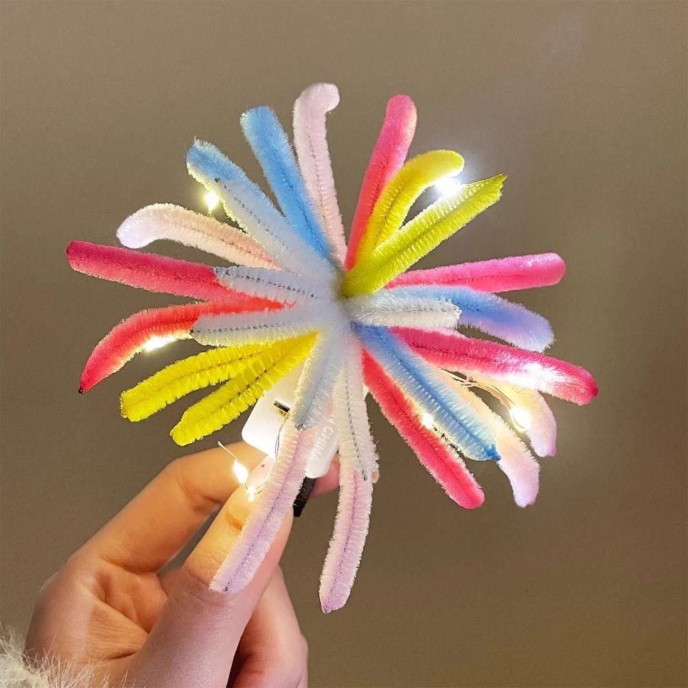 New Handmade Glow Color Strip Hair Clip Blue Color Personality Hair Accessories Lighting Hair Clip