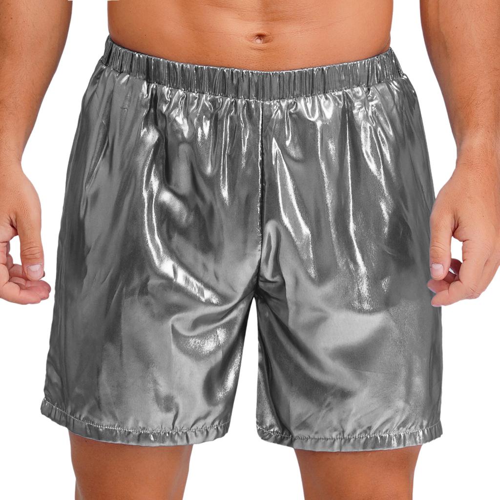 Shorts Boxer Brillants pour Homme Ceinture Élastique Design Poche Latérale Coupe Ample Shorts de Plage Brillants Vêtements d'Intérieur