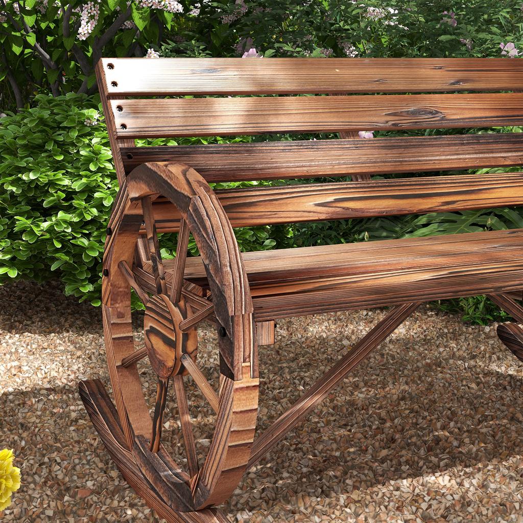 Garden Swing Bench. 2-person Swing. With Wheel-shaped Armrests. For Balcony, Garden, Patio. Carbonized
