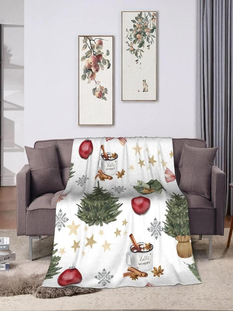 Merry Christmas Blanket  Soft Warm Plush Throw for Home Bed Travel Airplane  Festive Flannel Bedspread Decor