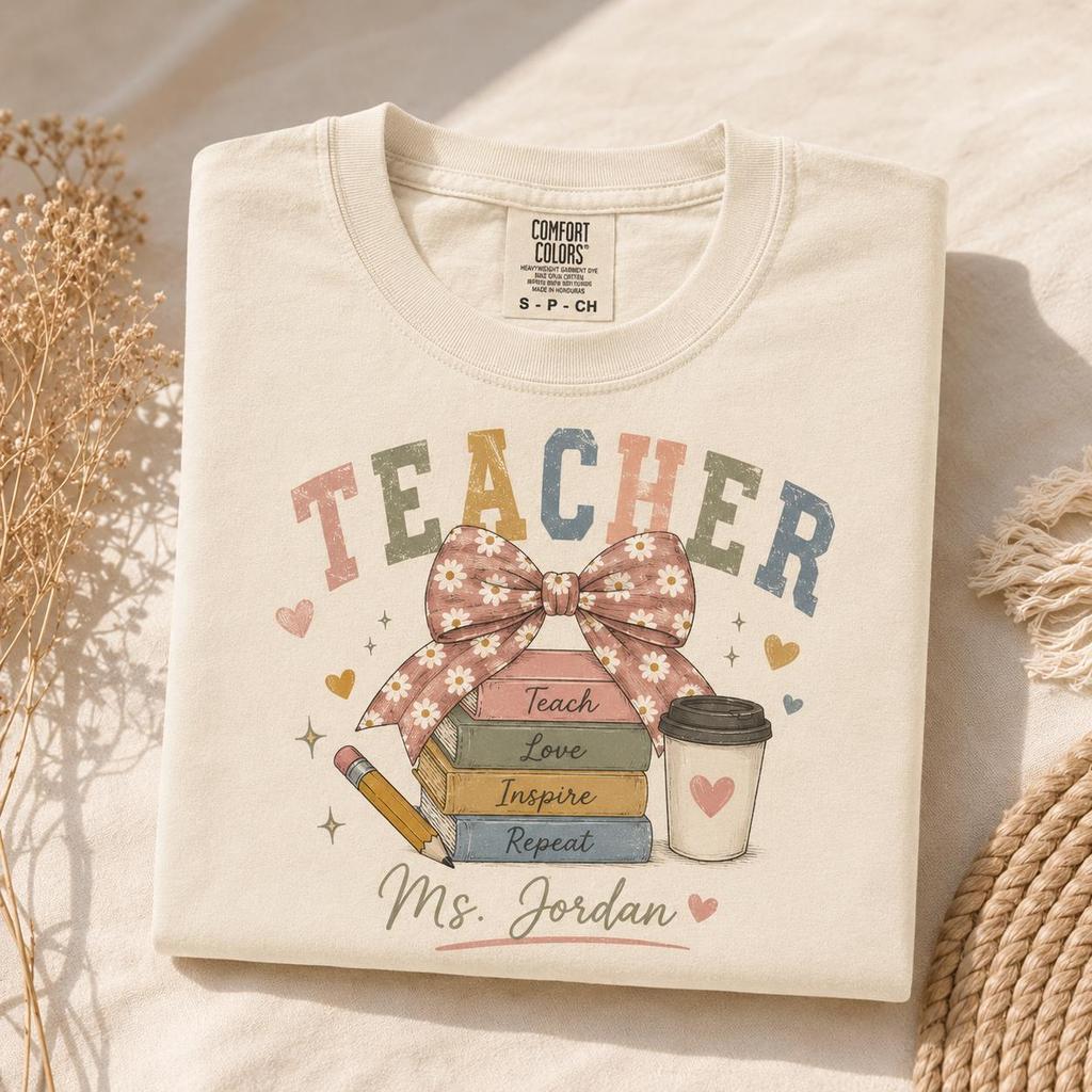 Personalized Teacher Shirt | Comfort Colors® Vintage Graphic Tee (Custom Name)