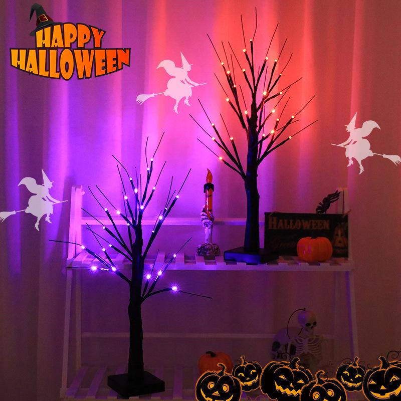 Purple Halloween LED Tree Lights for Home & Living Room Decoration - Ghost Festival Branch Lights
