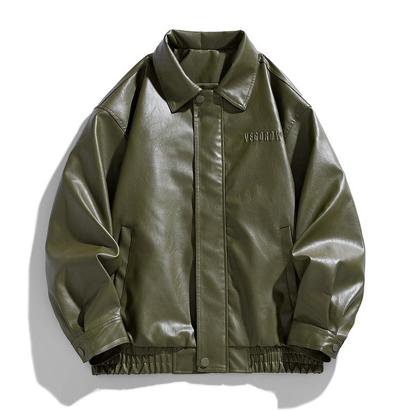 Men's PU Leather Stand Collar Motorcycle Jacket