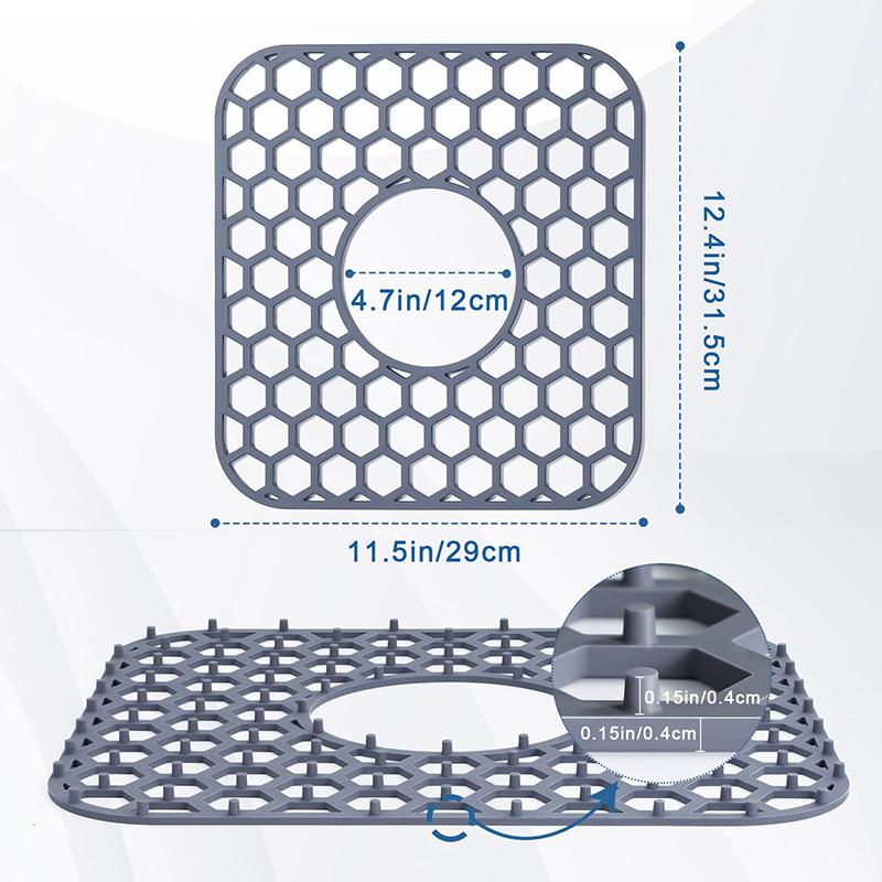 Silicone Sink Protectors For Kitchen Sink - 12" X 11" Kitchen Sink With Center Drain Grid Accessory