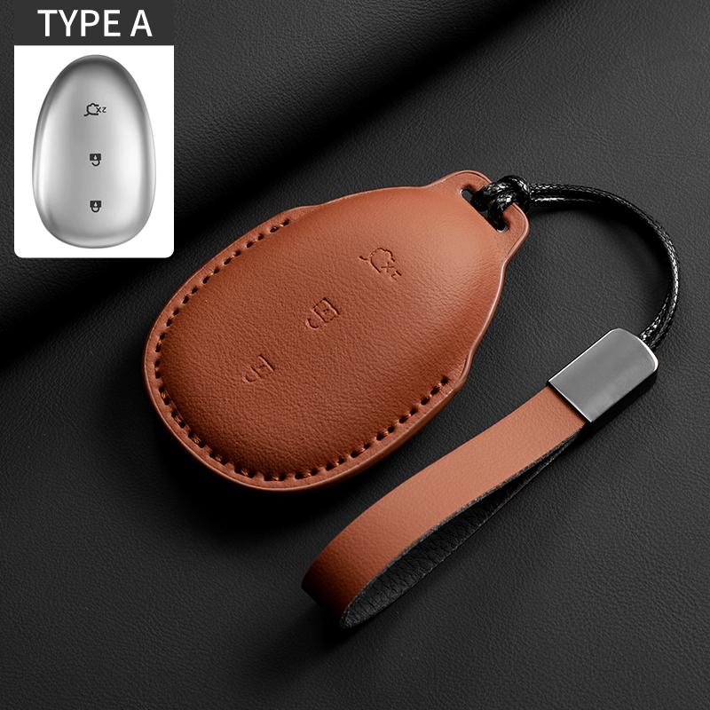 Car Key Case Cover For Changan Qiyuan A07 Q07 Original Cars Color Leather Key Case Cover Protector Shell Decoratives Accessories