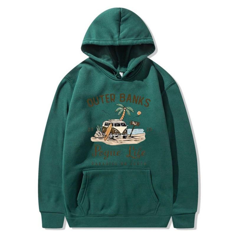 Outer Banks Pogue Life Printed Hooded Sweatshirt Men Loose Fit Fleece Pullover Fall
