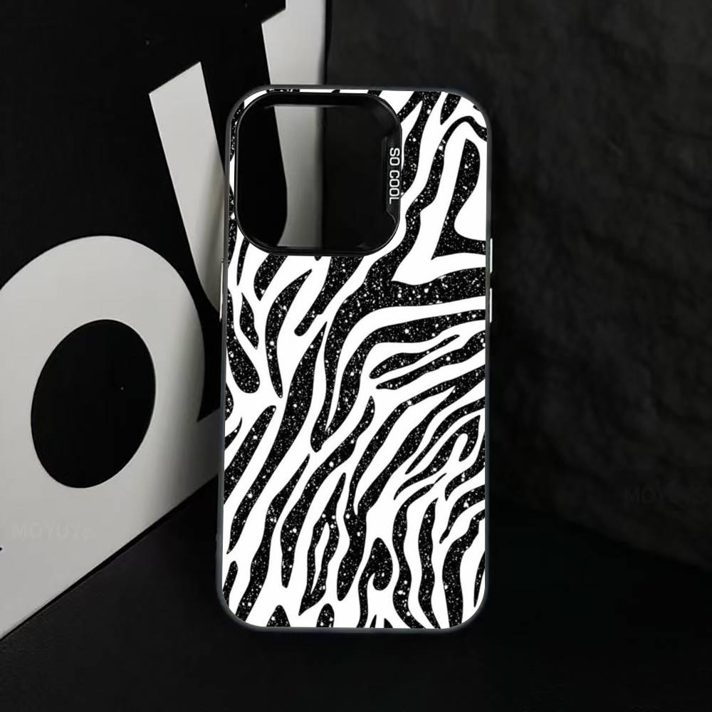 p-Zebra print Phone Case For iPhone 17,16,15,14,13,12,11 Plus,Pro Max,XS,Colorful Silver Black Cover