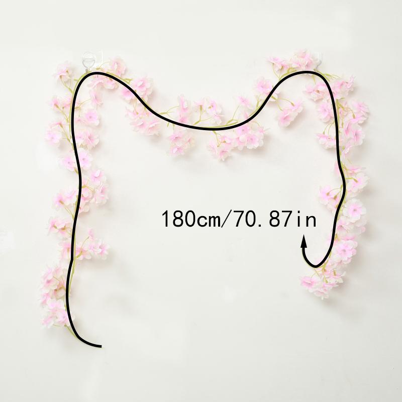 Artificial Flower Silk Cherry Blossom Hanging Vine Home Garden Wedding Garland Arch Party Cherry Blossom Wall Decoration