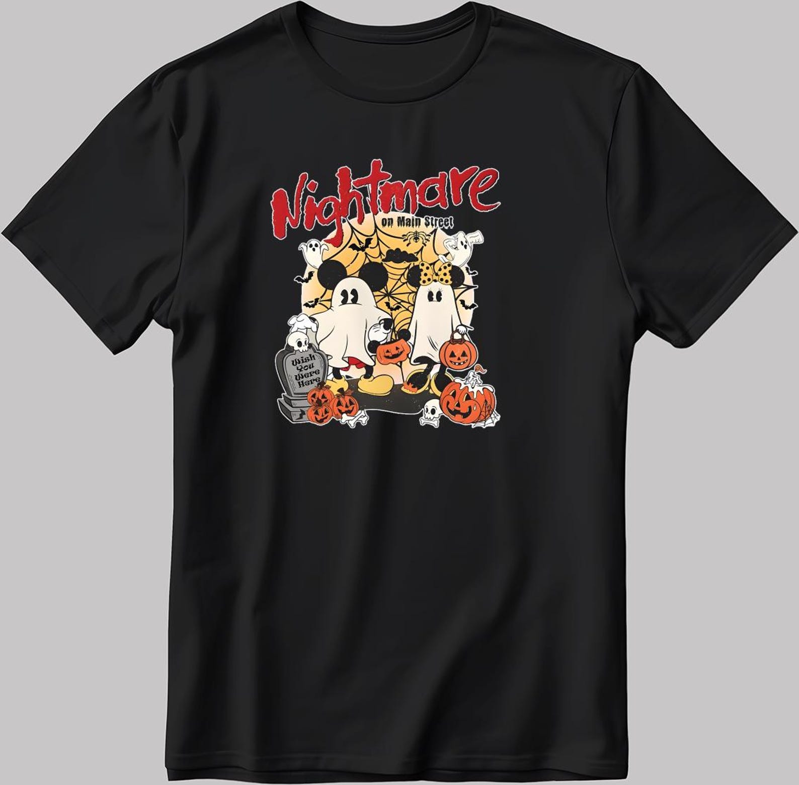 Nightmare On Main Street Halloween Short Sleeve White-Black Men s / Women s T-Shirt V02 S