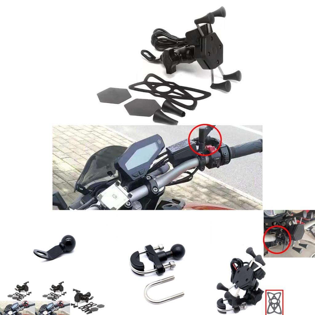 Universelle Motorradhalterung für GPS-Geräte mit USB-Ladeanschluss Kompatibel mit Yellow Dragon 600 Gw250 Cb400