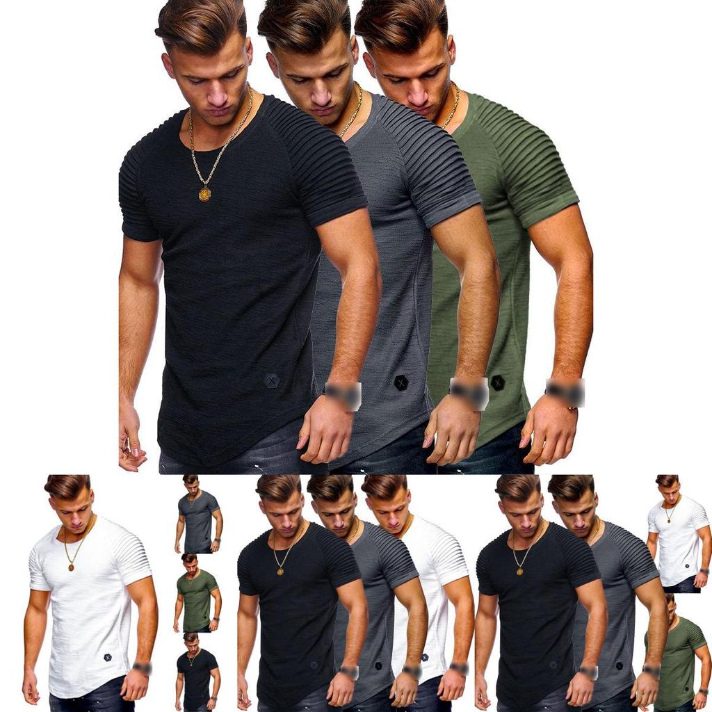 Men's Slim Fit O-neck Short Sleeve Muscle Tee T-shirt In Soft Breathable Fabric