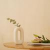 White Ceramic 'Polo Donut Vase' Set of 2 (9 & 8 Inches) | Decorative Donut Ring Vase for Dried Flowers and Pampas Grass | Vases for Home Decor