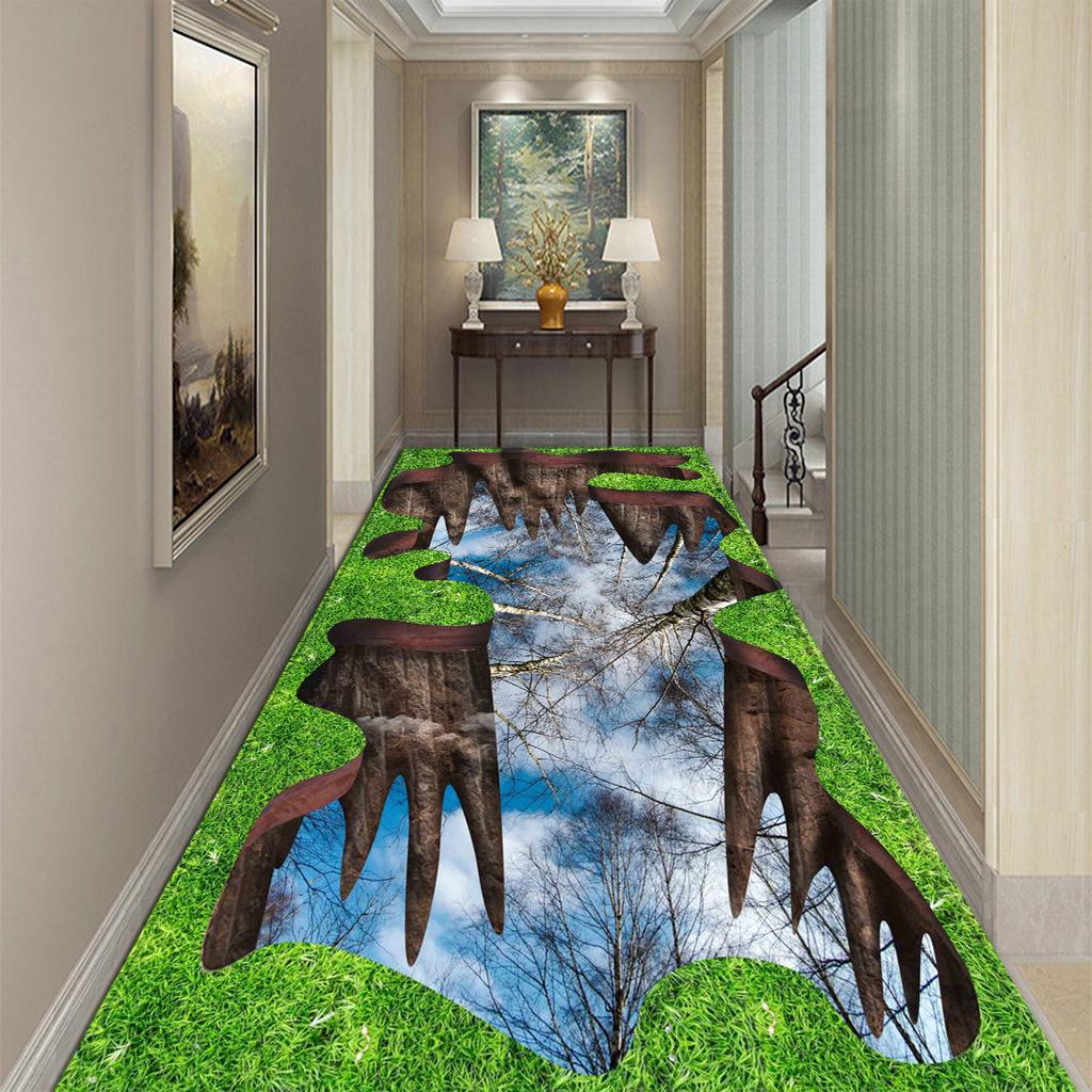 3D Floor Painting Three-Dimensional Door Long Square Living Room Carpet Floor Mat Non-Slip Absorbent Children'S Marine Large Floor Mat