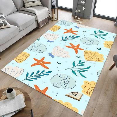 1 Stück Muschel Seestern Extra Groß Rutschfeste Bodenmatte, Büro, Familie, Schlafzimmer, Studio - Großer Teppich, Langlebiges Material-K0361