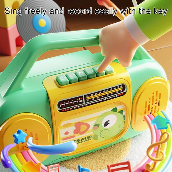 Dětské multifunkční rádiové hračky s hudbou, světlem, nahráváním, 6 anglických písniček, pro batolata, chlapce, dívky, kreslené žirafy, dinosauři, rádiové vzdělávací hračky