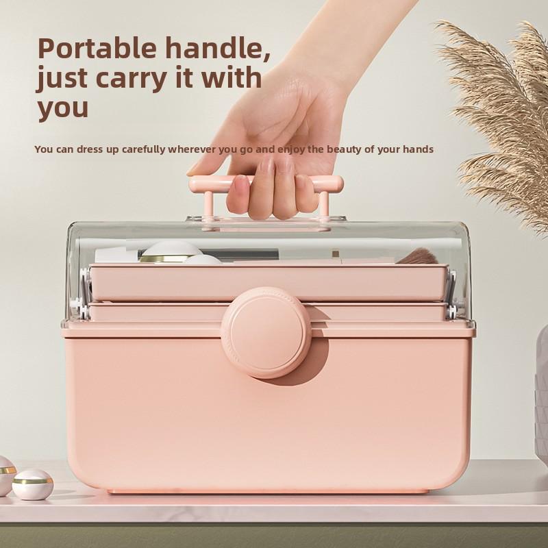 Kosmetik-Aufbewahrungsbox mit großer Kapazität Internet-Berühmtheit Kunststoff Staubdicht Transparent Desktop Tragbar Medikamenten-Aufbewahrungsbox