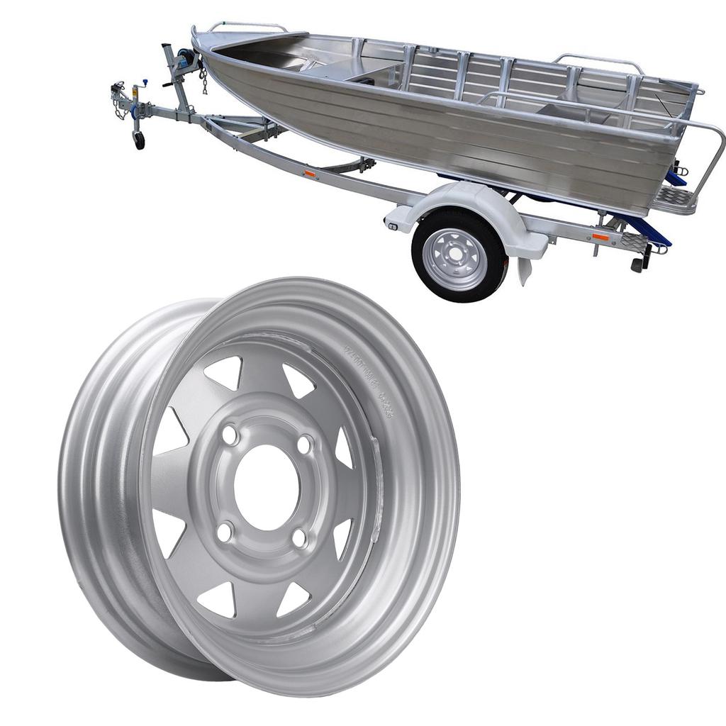Trailer Wheel Rim 12 Inch Silver Color 12x4 4-114.3 Trailer Wheel Rim Replacement for Cargo Boat