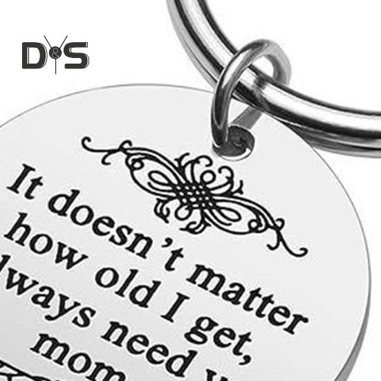 Mom Keychain Round Ring Faux Pearl Dangle Keyring "No Matter How Old I Get I Always Need You Mom" Keychain Mother Day Gift