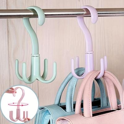 3pcs 360 Degree Swivel Four Prong Hook for Wardrobe and Tie Drying - Multifunctional Hanger and Tie Hooks