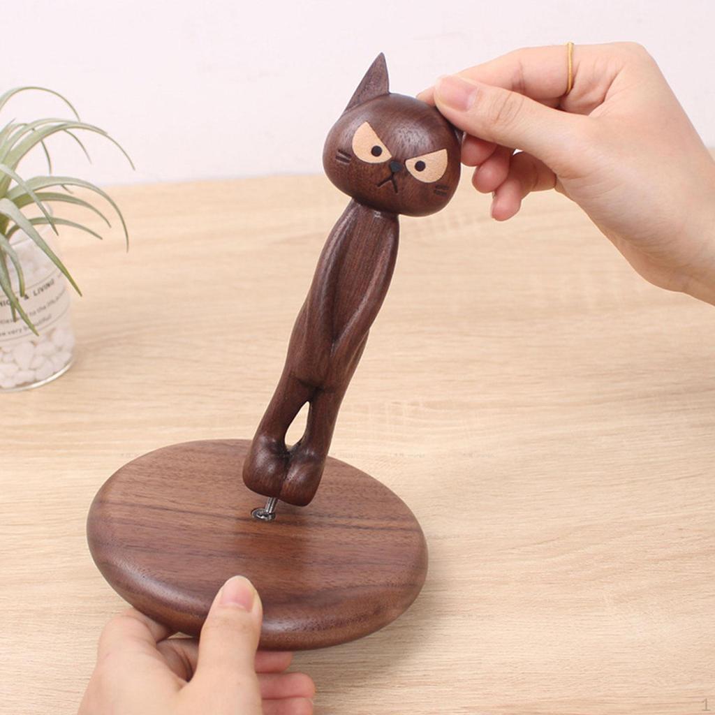 Porte-essuie-tout en bois Forme de chat Rustique pour Salle de bain Maison Organisateur de cuisine Marron Foncé