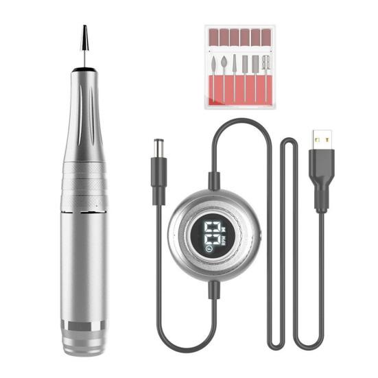 Electric Nail Polisher with 6 Attachments USB Manicure Tool for Fingernails And Toenails High Speed 35000RPM Nail Machine for Home And Salon Use