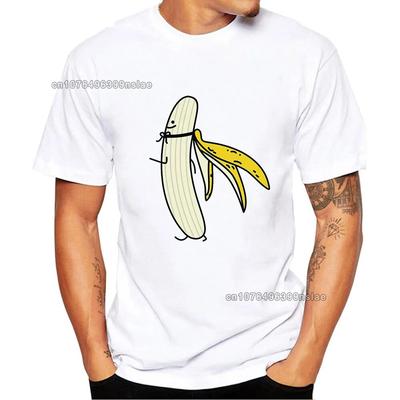 Camiseta Unisex con Estampado Divertido de Plátano Desnudándose Verano Humor Chiste Hipster 100% Algodón Camisetas Casuales Atuendos Streetwear Unisex