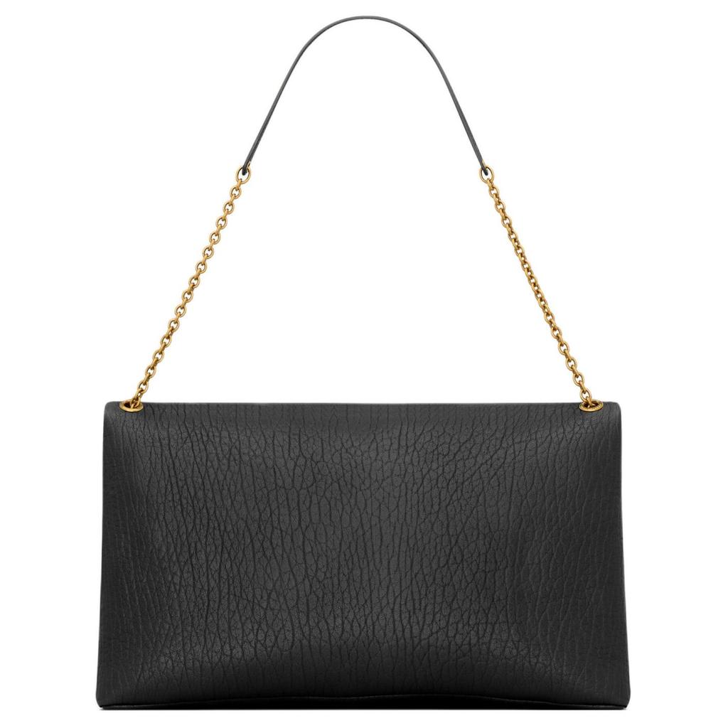 Saint Laurent Cassandra Brand Logo Antique Bronze Hardware Lambskin Envelope Clutch Handbag Women Handbags Black 841702-AACYT-1000