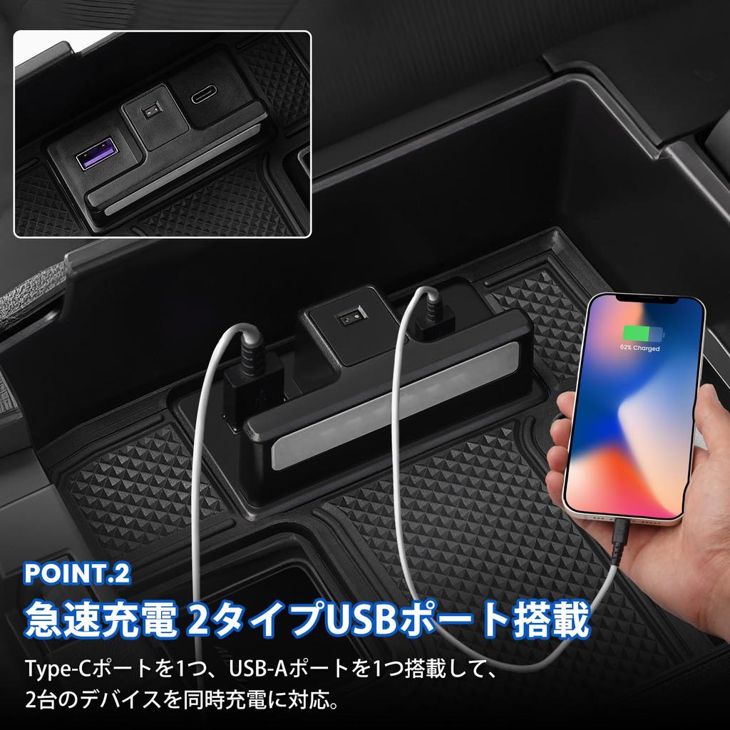 LIMSTYLE Toyota New Corolla Cross Console Box with 2 USB Charging Ports and LED Sensor Compatible with Corolla Cross 2021 Present Car Storage Console