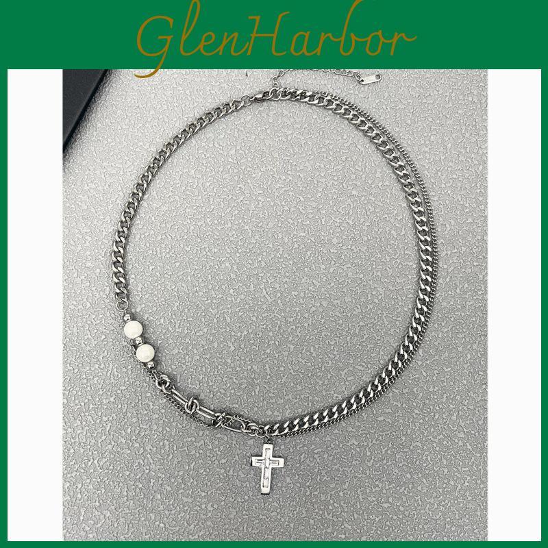 Hip Hop Cross Pendant Necklace With Polished Stainless Steel For Men And Women